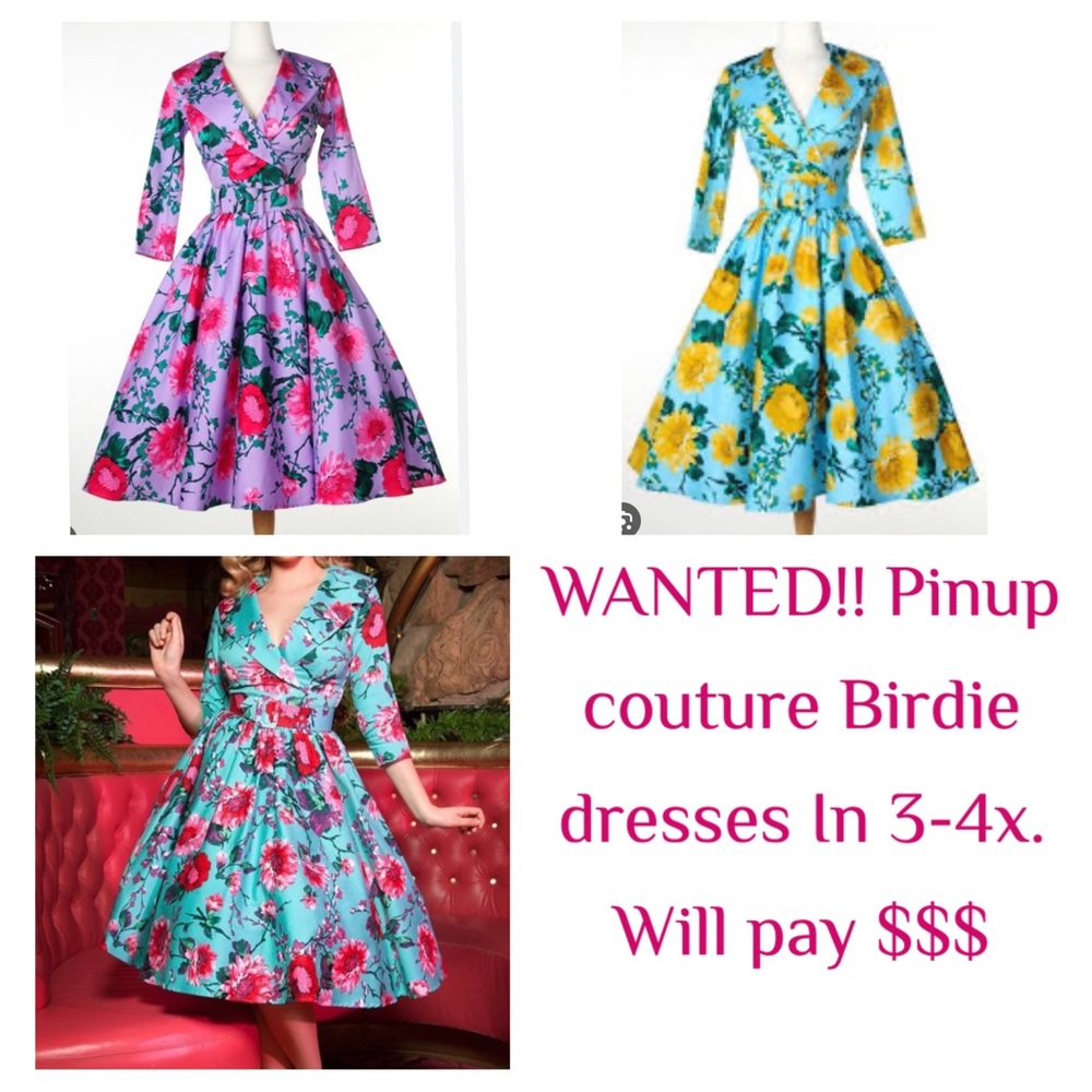 WANTED TO BUY PINUP GIRL COUTURE BIRDIE DRESS IN 3-4x. ANY COLOR!